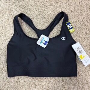 Champion NWT Wom Med Black Absolute Shape Compression Sports Bra Removable Shape